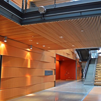 9Wood 1100 Cross Piece Grille at Reed College - Performing Arts, Portland, OR. Opsis Architecture.