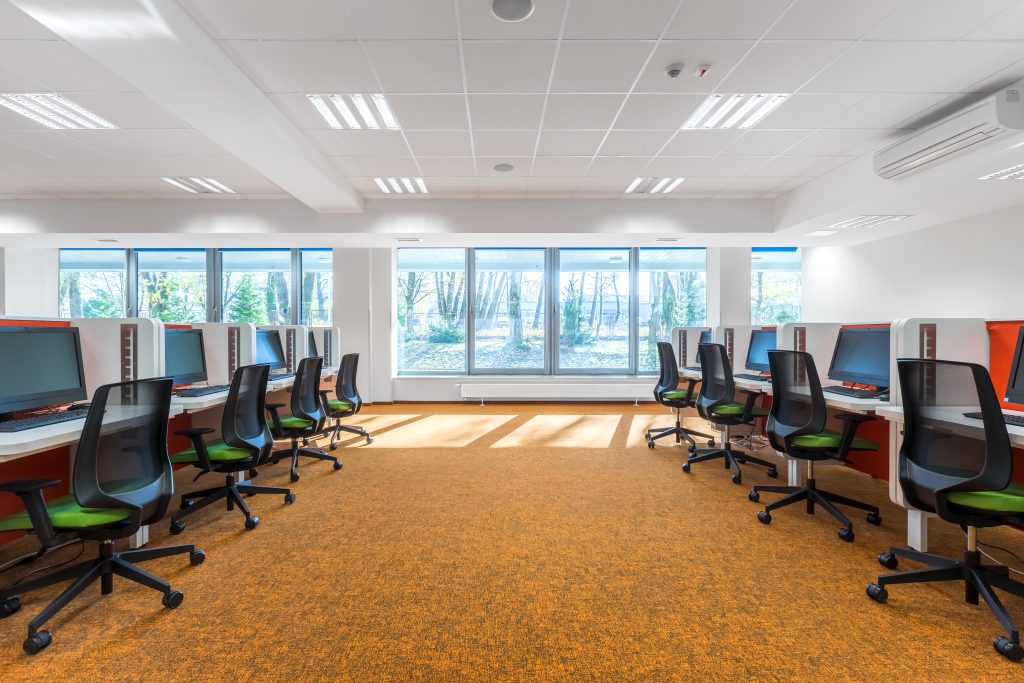 Mineral fibers are pretty common for office spaces. They are easily recognizable with the suspended square white panels that usually line cubicle work spaces. 