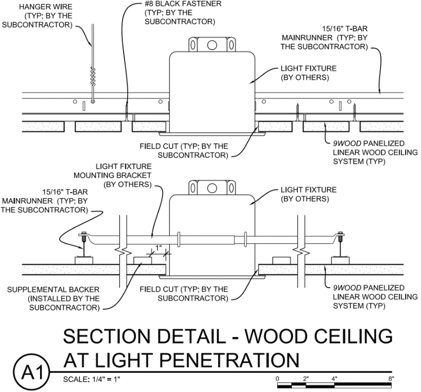 Lighting Integration In Wood Ceilings, What Are The Example Of Lighting Fixtures