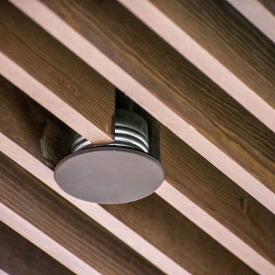 9Wood 1400 Dowel/Cross Piece Grille at the Comcast Store, Fort Collins, Colorado. Acquilano Leslie.