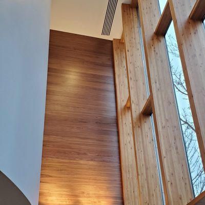 9Wood 2700 Kerf Reveal Linear at Moda Tower, Portland, Oregon. Ankrom Moisan Architects.