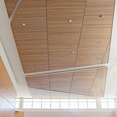 9Wood 1100 Cross Piece Grille at Ogden Weber ATC - Health Technology Building, Ogden, Utah. GSBS Architects.