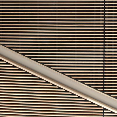 9Wood 1100 Cross Piece Grille at Ogden Weber ATC - Health Technology Building, Ogden, Utah. GSBS Architects.