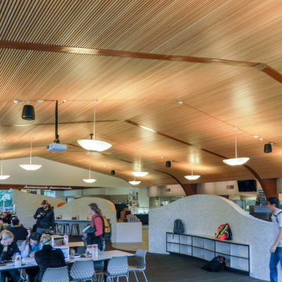 9Wood 1100 Cross Piece Grille at Lewis & Clark College Fields Dining Hall, Portland, Oregon. Holst Architecture.