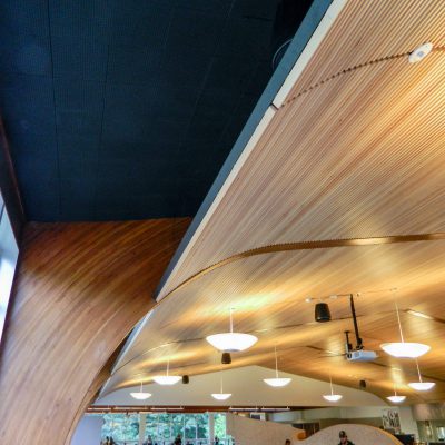 9Wood 1100 Cross Piece Grille at Lewis & Clark College Fields Dining Hall, Portland, Oregon. Holst Architecture.