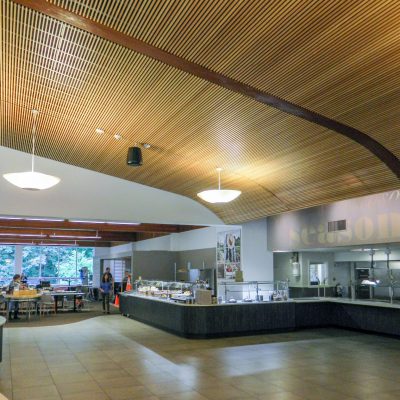 9Wood 1100 Cross Piece Grille at Lewis & Clark College Fields Dining Hall, Portland, Oregon. Holst Architecture.