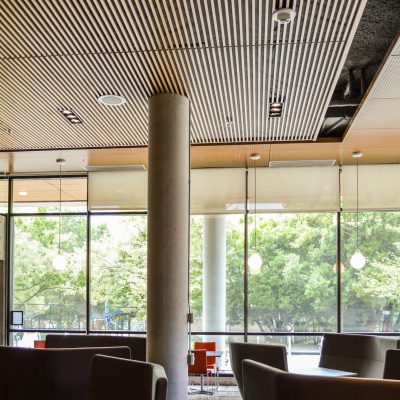 9Wood 1100 Cross Piece Grille at University of Washington Lander Hall, Seattle, Washington. Mithun Architects.