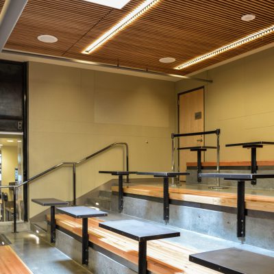 9Wood 1100 Cross Piece Grille at University of Washington Lander Hall, Seattle, Washington. Mithun Architects.