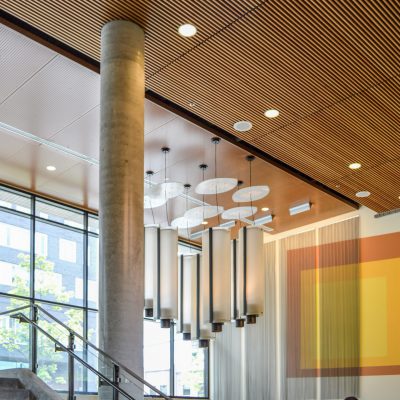 9Wood 1100 Cross Piece Grille at University of Washington Lander Hall, Seattle, Washington. Mithun Architects.