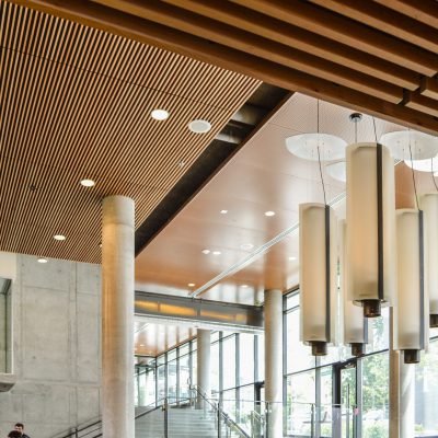 9Wood 1100 Cross Piece Grille at University of Washington Lander Hall, Seattle, Washington. Mithun Architects.