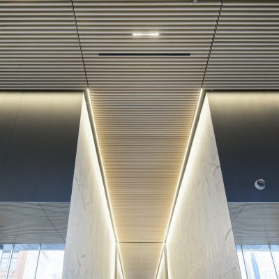 9Wood 1100 Cross Piece Grille at Telus Sky Tower, Calgary, Alberta. Bjarke Ingles Group.