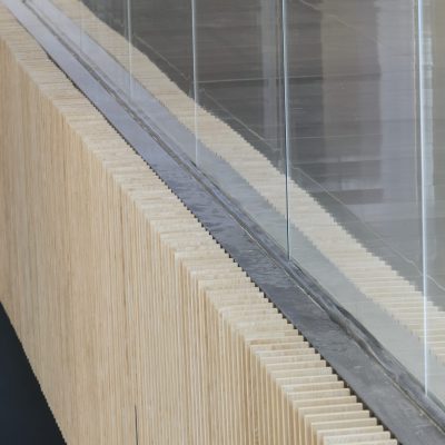 9Wood 1100 Cross Piece Grille at Telus Sky Tower, Calgary, Alberta. Bjarke Ingles Group.