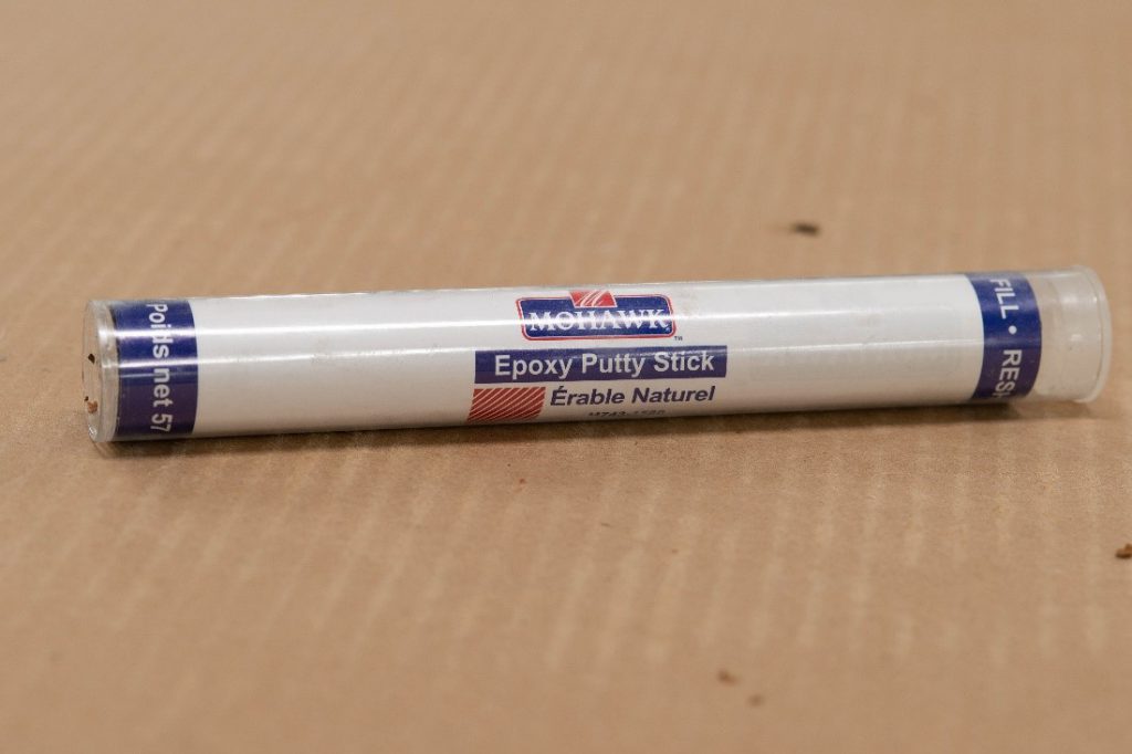mohawk epoxy putty stick is used for more extensive wood ceiling repair