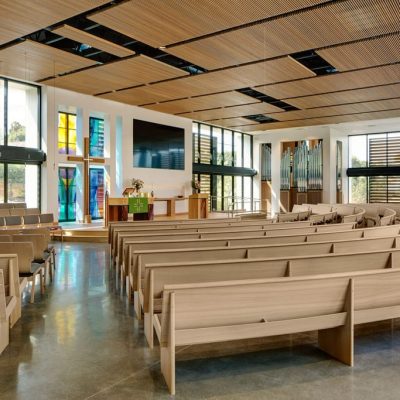 9Wood 1100 Cross Piece Grille at Gloria Dei Lutheran, Dana Point, California. domusstudio Architecture.