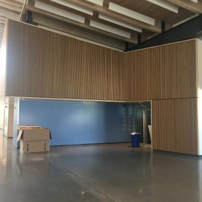 9Wood 1100 Cross Piece Grille at Sam Barlow High School in Gresham, Oregon. Opsis Architecture