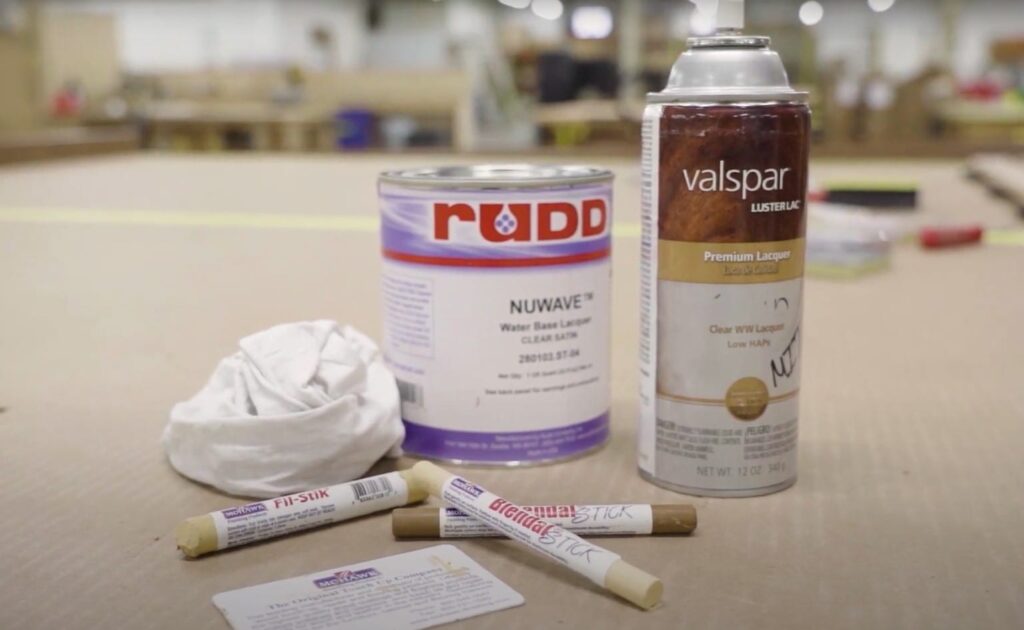 Tools to repair surface damage on wood ceilings.