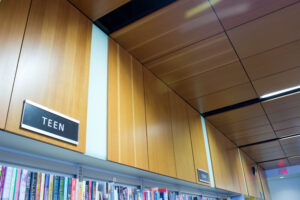 http://The%209Wood%204900%20Wall%20Tile%20in%20Douglas%20Fir%20Veneer%20in%20a%20library%20setting.