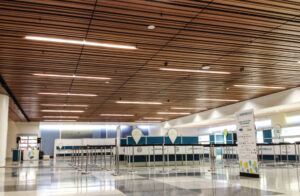 http://The%209Wood%209100%20Hybrid%20Panel%20ceiling%20installed%20in%20a%20convention%20center.