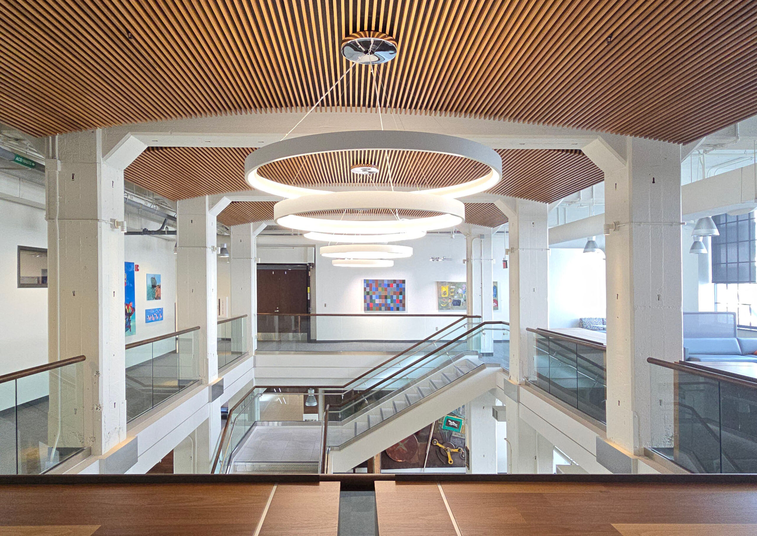 9Wood's 1100 Cross Piece Grille in Walnut Veneer in a university setting.